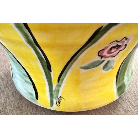 Vintage Handmade Studio Vase with Tulips Signed - Picture 5 of 7